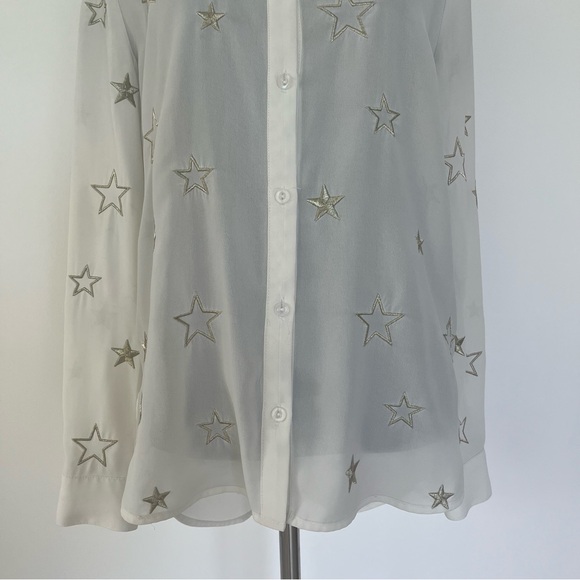 ARK & CO. White button down blouse with gold stars. NWOT - Picture 12 of 16